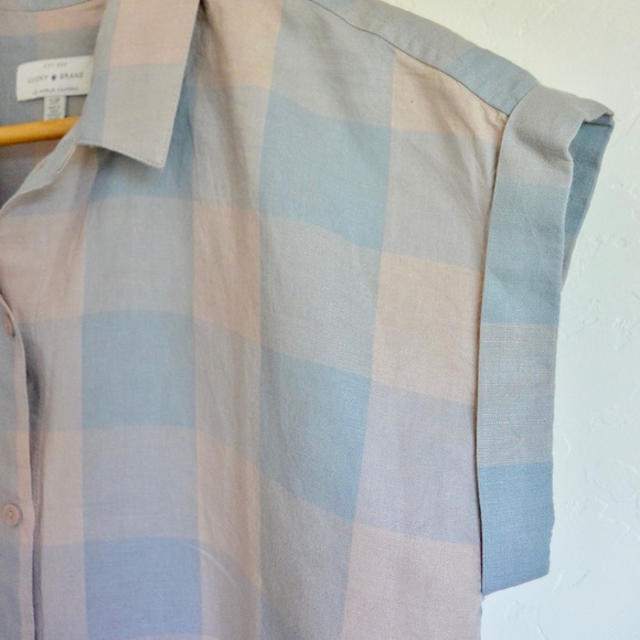 Lucky Brand Linen Blend Button Down Blouse - Picture 3 of 7